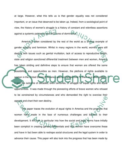 The Struggle for Equal Rights of Women in America