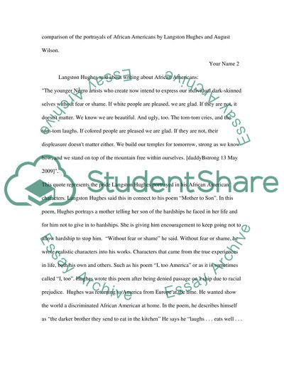 Langston Hughes and August Wilsons Portrayals of African Americans