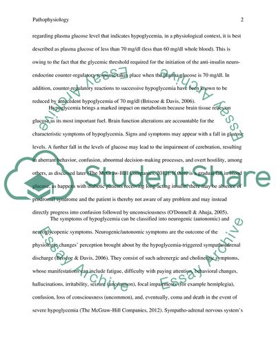 Pathophysiology of Hypoglycemia, Pneumonia and Congestive Heart Failure