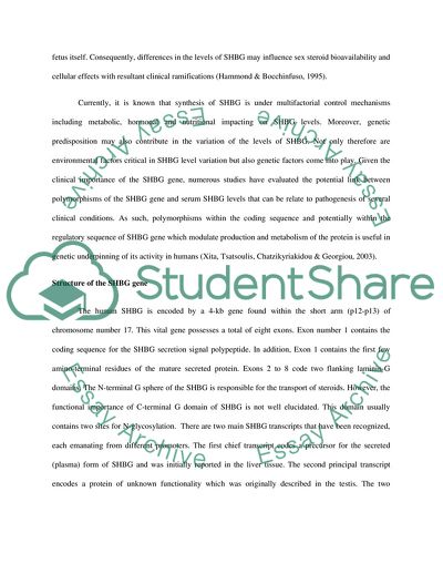 Sex Hormone-Binding Globulin Gene