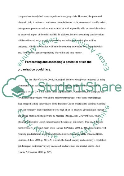 Crisis Management in Shuanghui Business Group