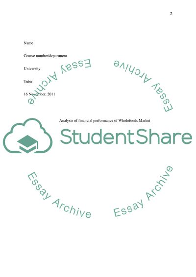 Financial Performance of Whole Foods Market