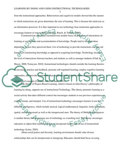 Learning By Doing and Using Instructional Technologies