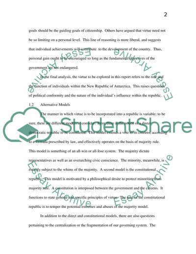 The Issue of Virtue or Citizenship for the New Republic of Antarctica