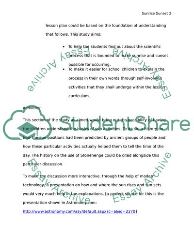 Lesson PlanLearning about the Sun