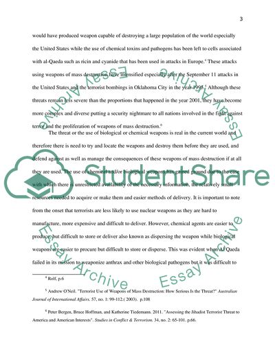 Chemical and Biological Weapons of Mass Destruction