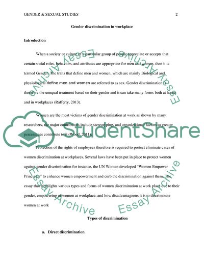 Gender Discrimination in Workplace