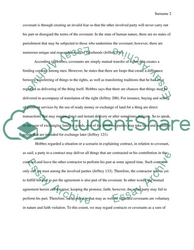 Hobbes and Hume: Covenant