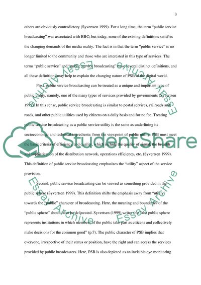 Essay on public service broadcasting