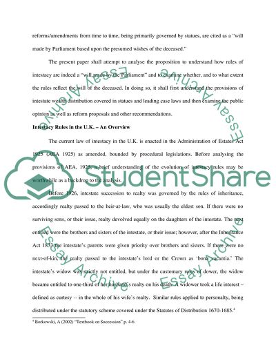 The Law of Succession - Intestacy Rule