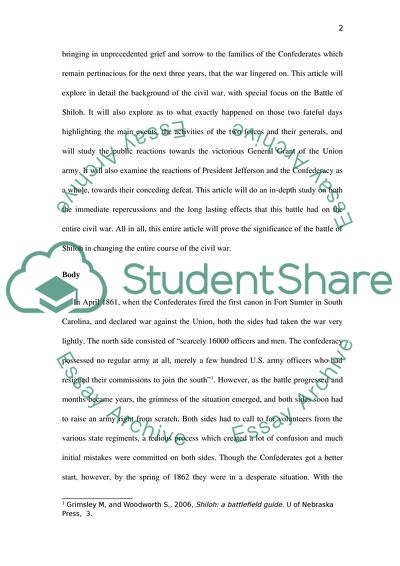 Battle of Shiloh in The Civil War