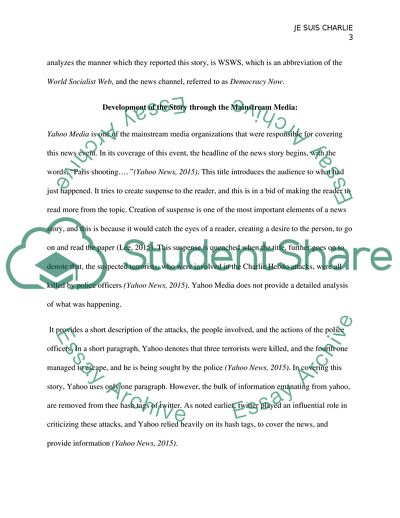 The Development of Story about Je Suis Charlie across the Media Channels