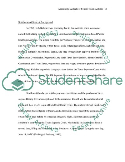 Accounting aspects of Southwestern Airlines