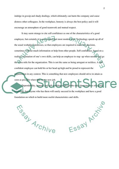 The Three Main Characteristics of a Good Employee - Dependability, Honesty, and Self-Confidence