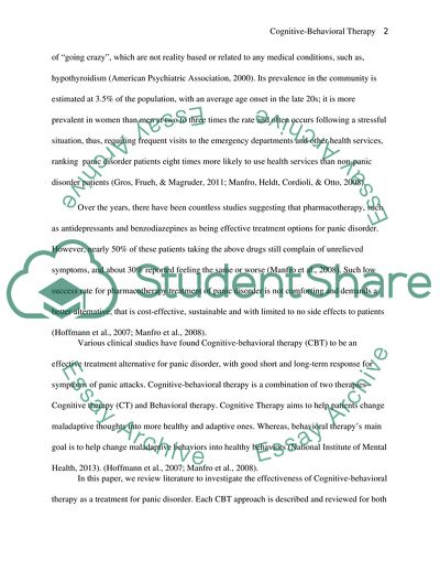 Is Cognitive-Behavioral Therapy an Effective Treatment for Panic Disorder