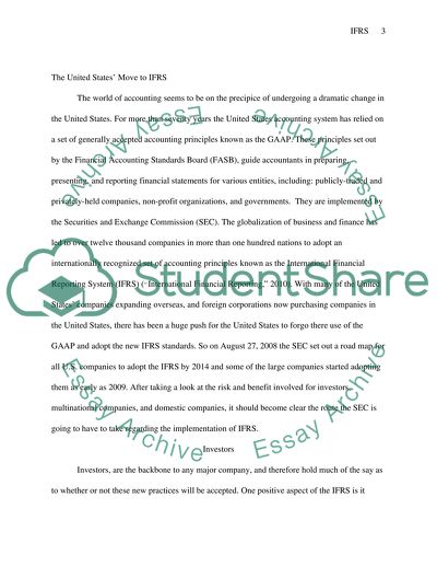 The United States Move to IFRS