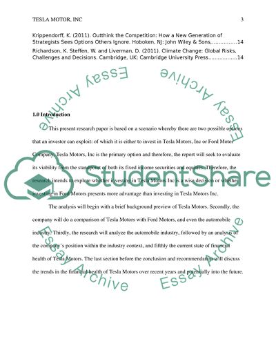 Financial Analysis of Tesla Motors