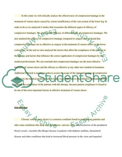 The Effectivity of Compressed Bandaging in Treating Venous Leg Ulcer