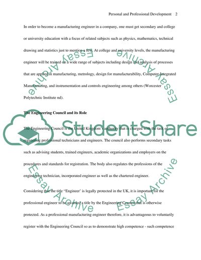 Manufacturing Engineer Professional Development