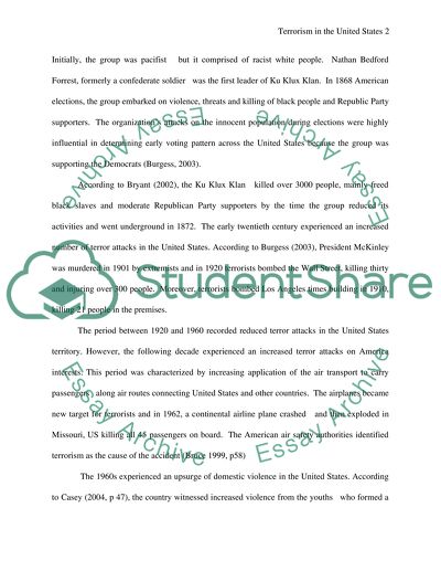 History of Terrorism in America