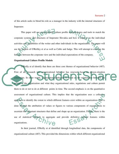 Organizational Culture Profile