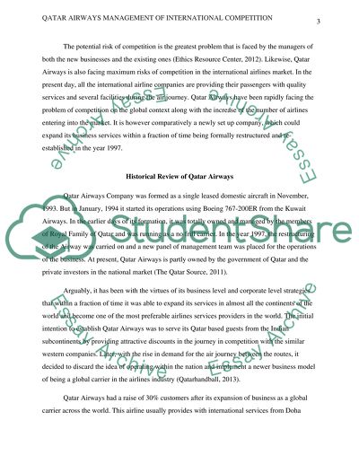 Qatar Airways: Management of International Competition