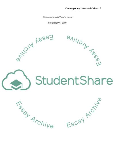 Contemporary Crises in the Environmental Sphere