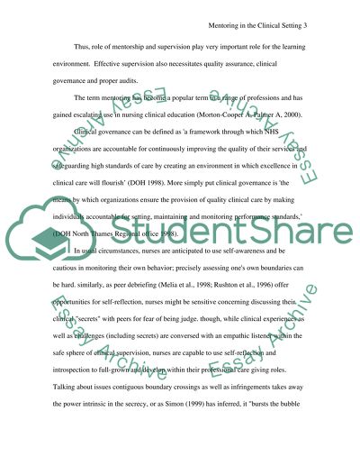 Mentoring in the Clinical Setting