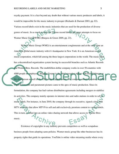 Recording Labels and Music Marketing