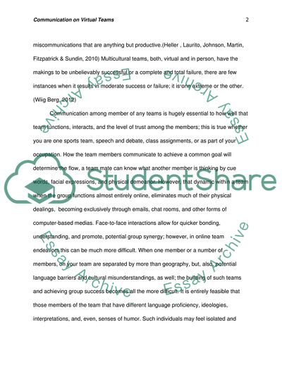 Communication in Virtual Teams