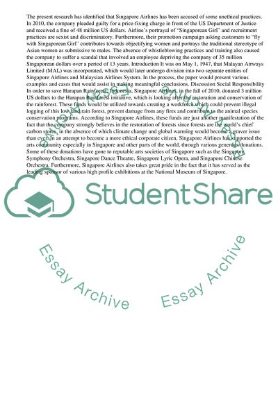 Ethics of Singapore Airlines