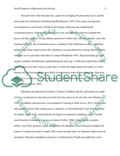 Social Purposes of Education in the Society