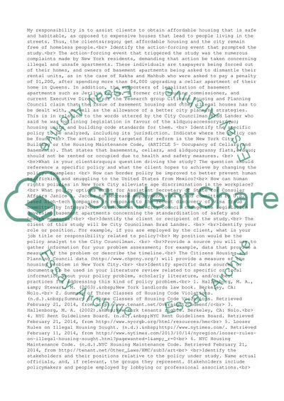 Management and Operations - the Housing Policy