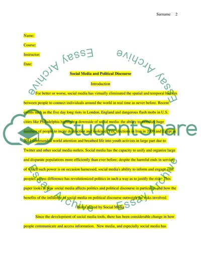 Social Media and Political Discourse