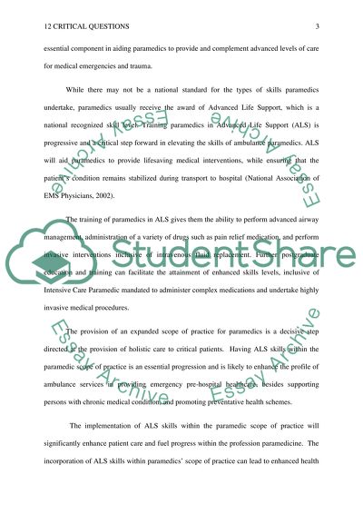 ALS Skills within Paramedic Scope of Practice