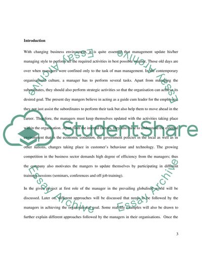 The Role of the Manager in the Prevailing Globalised World