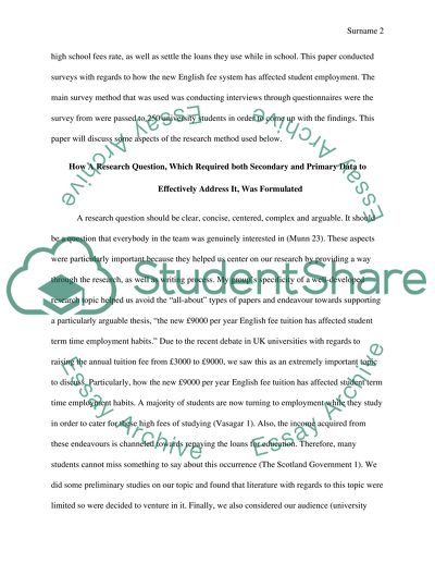 English Fee System and Student Employment