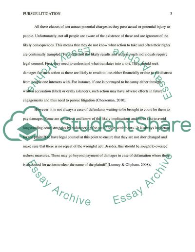 Pursue Litigation and Tort Damages