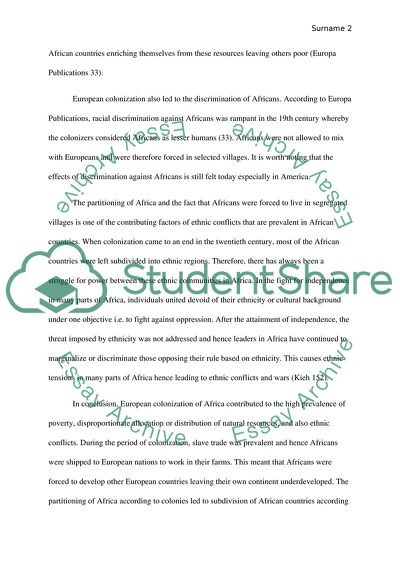 Major Consequences of European Colonization of Africa