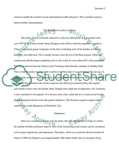 The Importance of Reproduction Policy of China