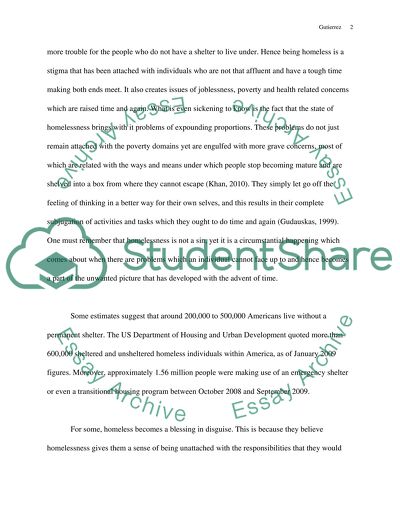 Homelessness as a Deeply Inherent Problem