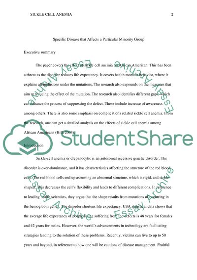 Specific Disease that Affects a Particular Minority Group