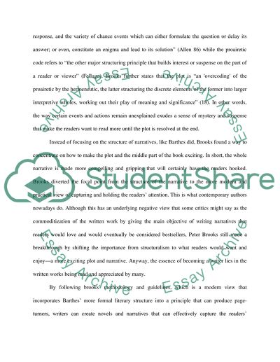 Response paper to peter brooks reading for the plot, and one of freuds most famous