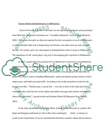 How do girls measure up to boys in Mathematics