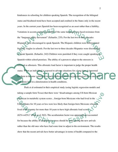 Acculturation of Hispanic Population in the United States