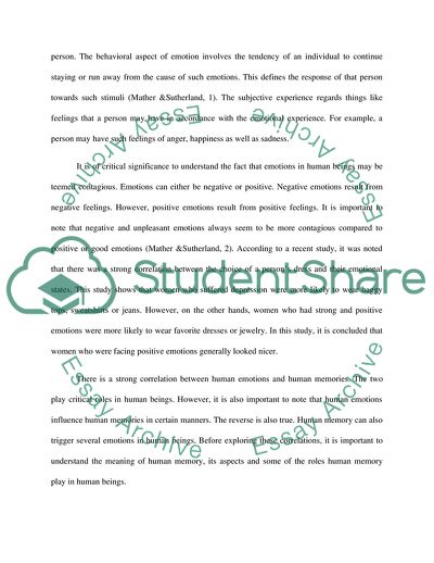 Memory and Emotions in Human Beings