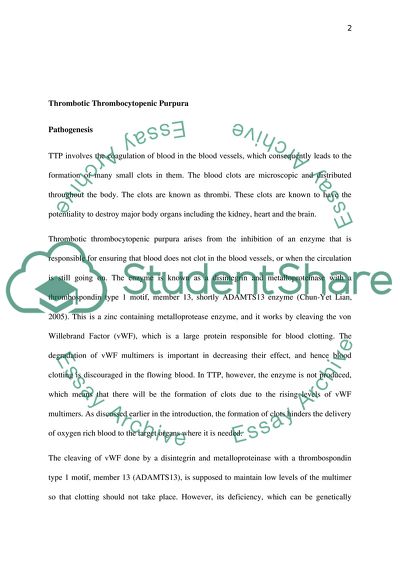 Haematology: Thrombotic Thrombocytopenic Purpura (TTP)