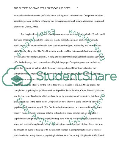 The Effects of Computers on Todays Society