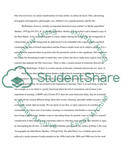 Book Report Mythologies by Roland Barthes