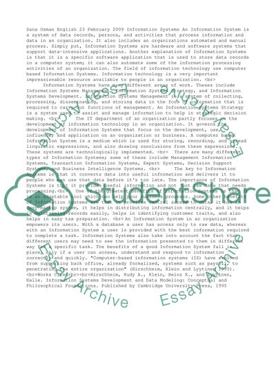 Types of Information Systems Used Within Organizations